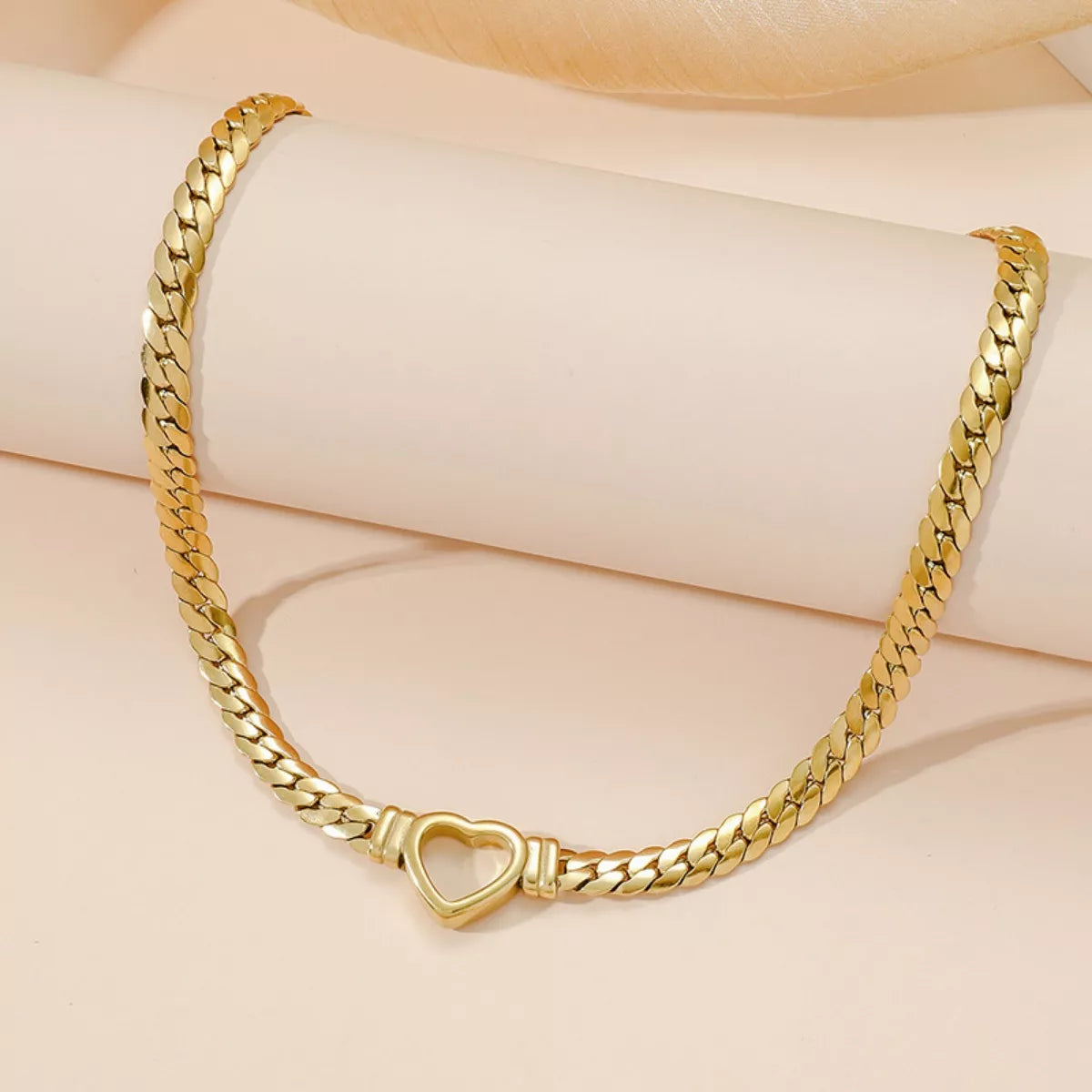 18K Gold-Plated Chain Heart Necklace - Gold ONESIZE