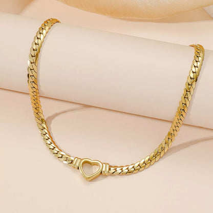 18K Gold-Plated Chain Heart Necklace - Gold ONESIZE