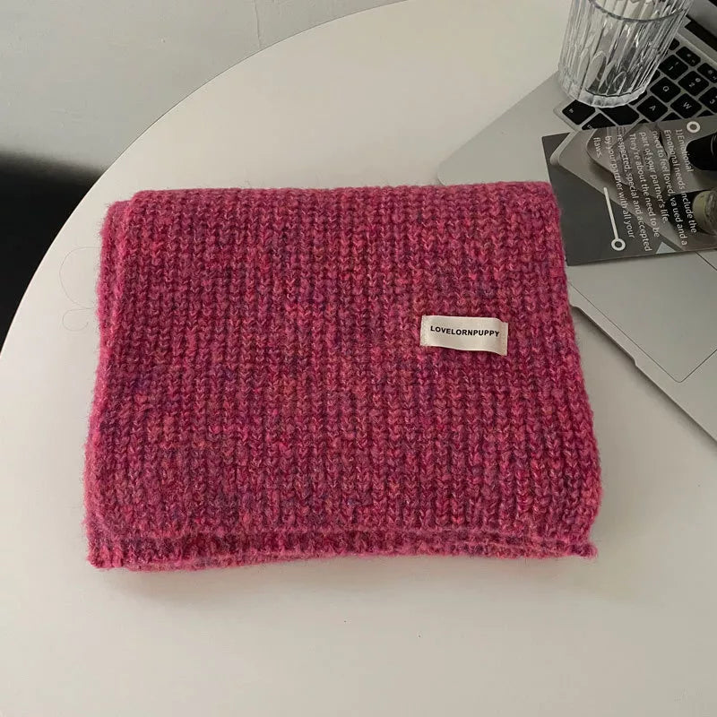 Cozy Knitted Winter Scarf - Rose Red One Size