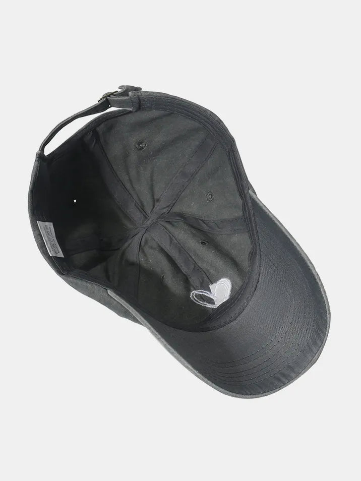 Embroidered Heart Washed Cotton Baseball Cap -