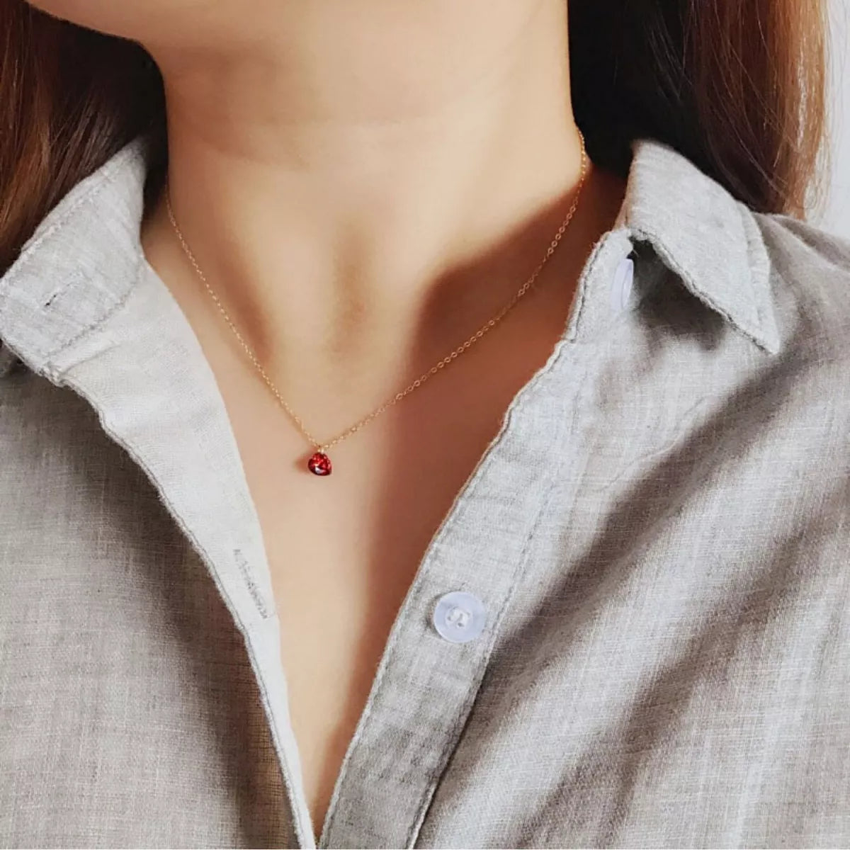 Sterling Silver Zircon Heart Necklace -