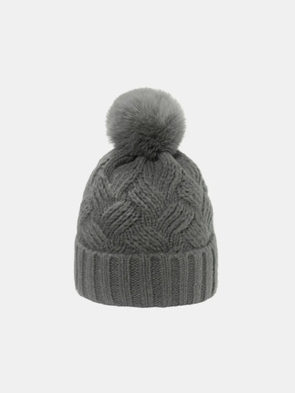 Roll Rim Cable-Knit Hat - Gray One Size