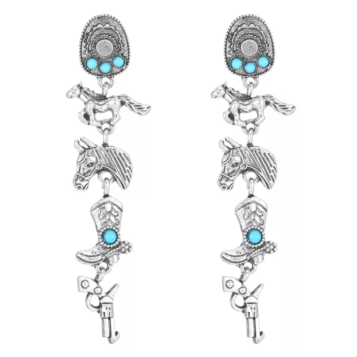 Western Style Turquoise Accent Earrings -