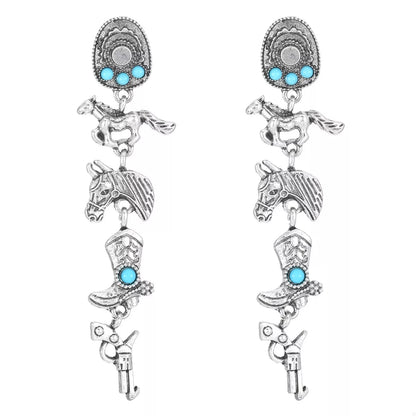 Western Style Turquoise Accent Earrings -