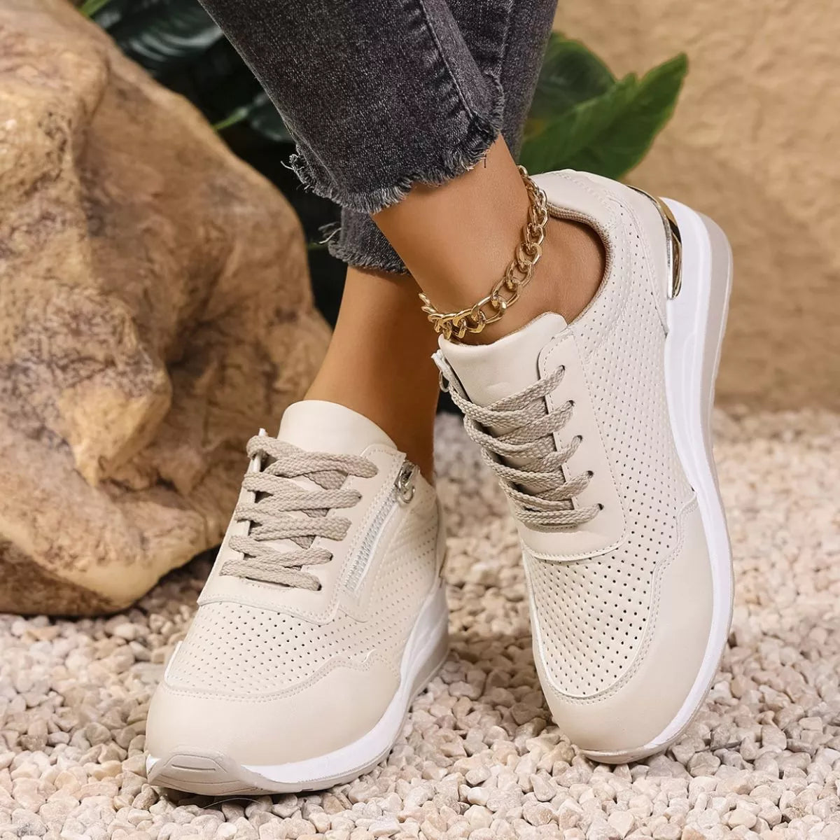 Lace Up Wedge Sneakers -