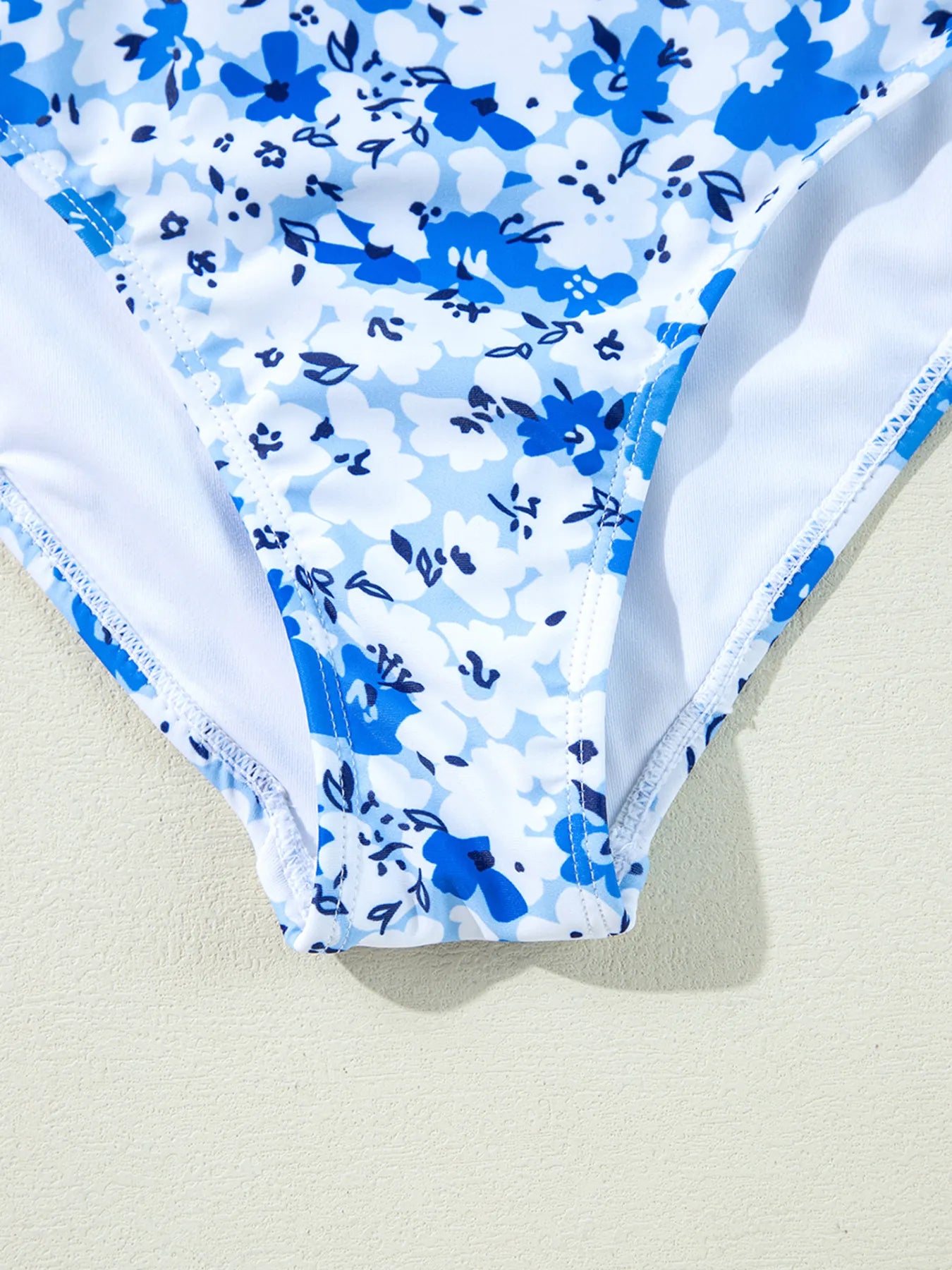 Floral Ruffled Strap Lace-up Hollow Out One-Piece Swimsuit -