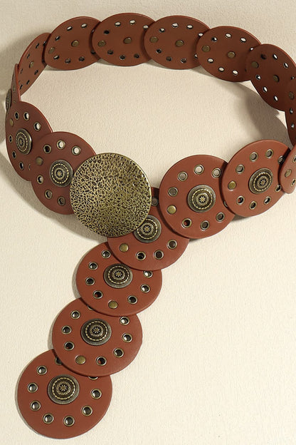 Round Shape PU Leather Belt -