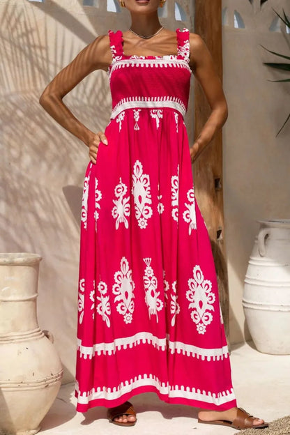 Printed Square Neck Cami Dress -