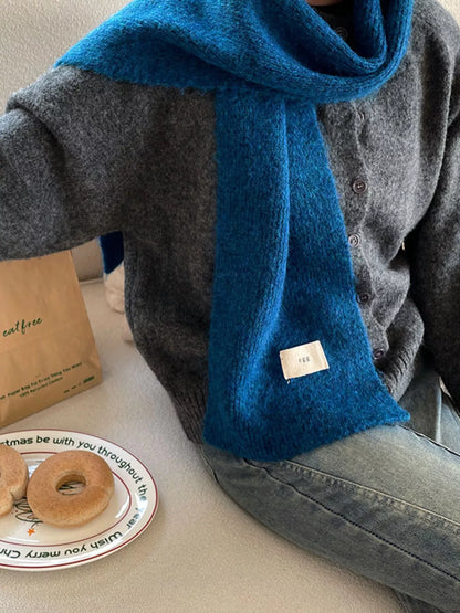 Cozy Knitted Winter Scarf - Peacock Blue One Size