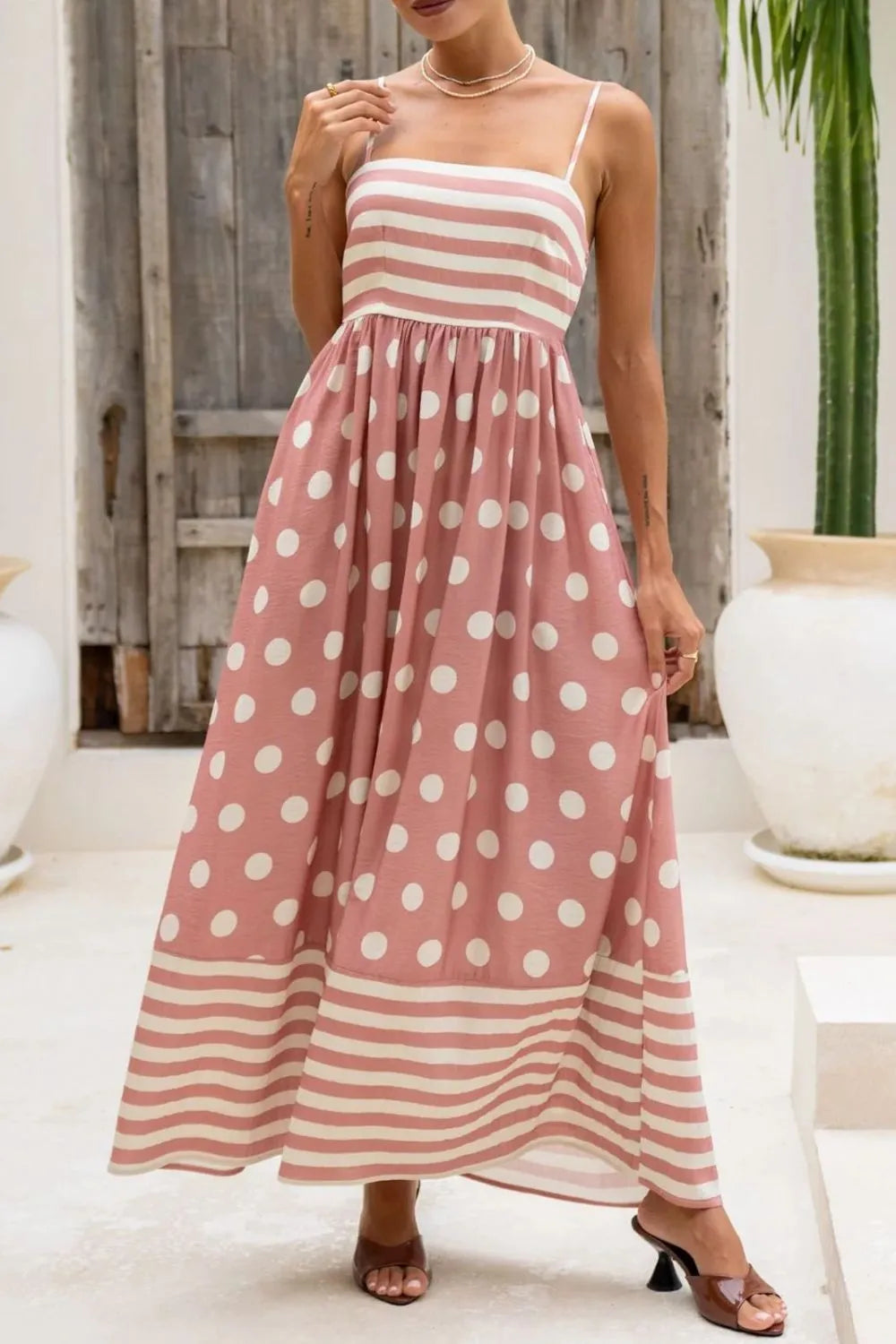 Polka Dot Square Neck Cami Dress -