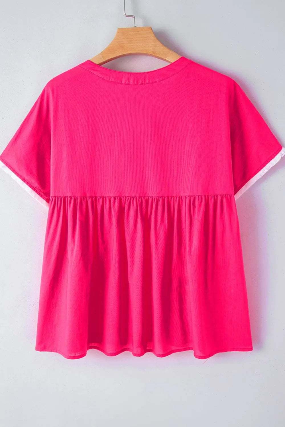 Geometric Embroidered Tassel Tie Neck Blouse -