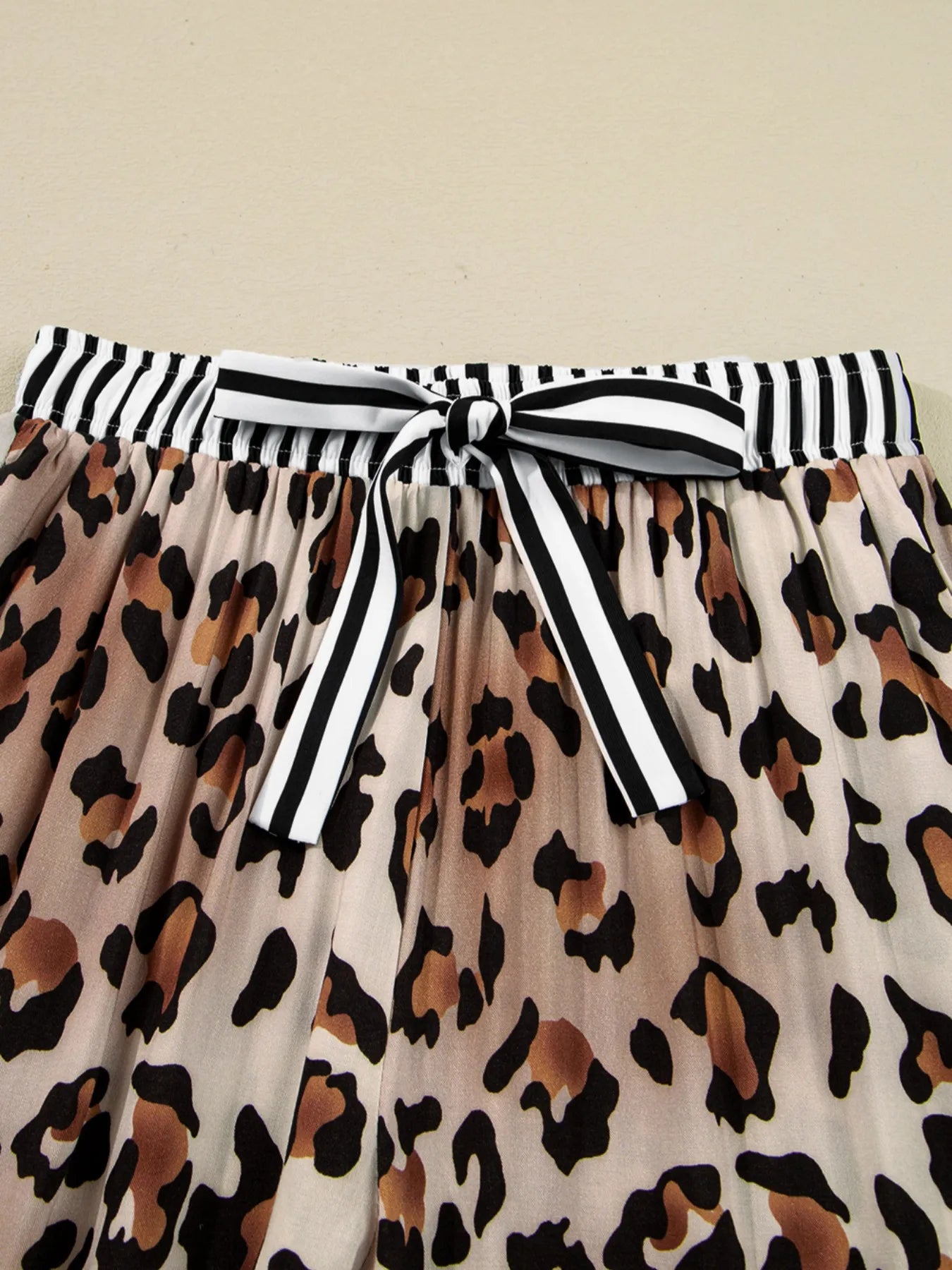 Leopard and Striped Trim Shirt and Pants Set -