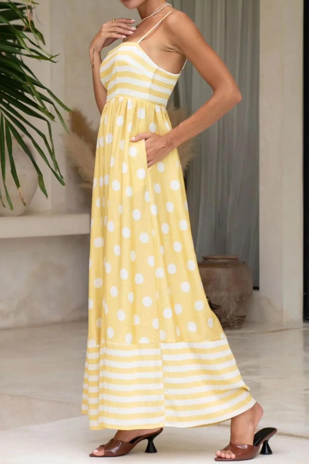 Polka Dot Square Neck Cami Dress -