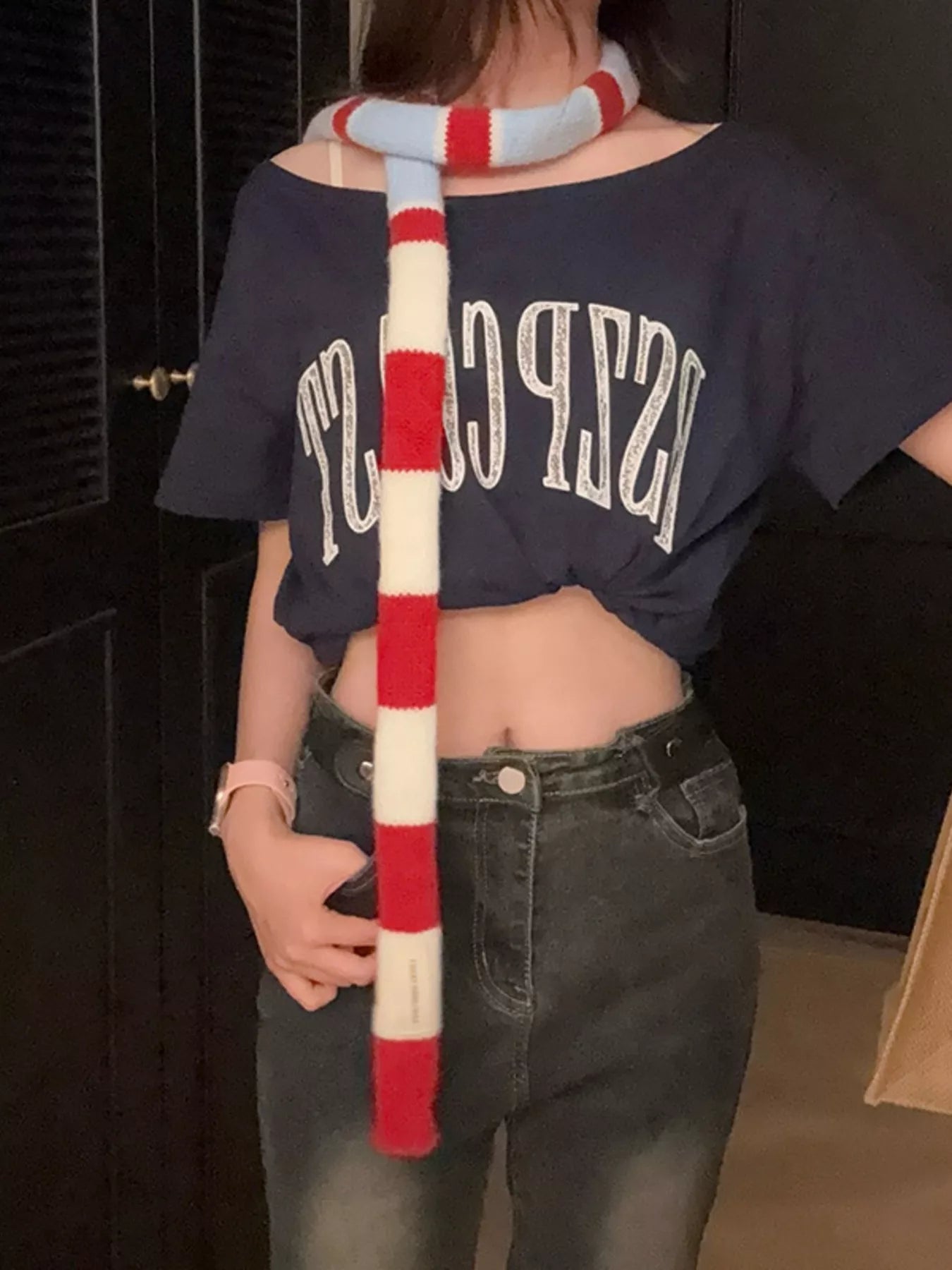 Striped Knitted Warm Scarf -