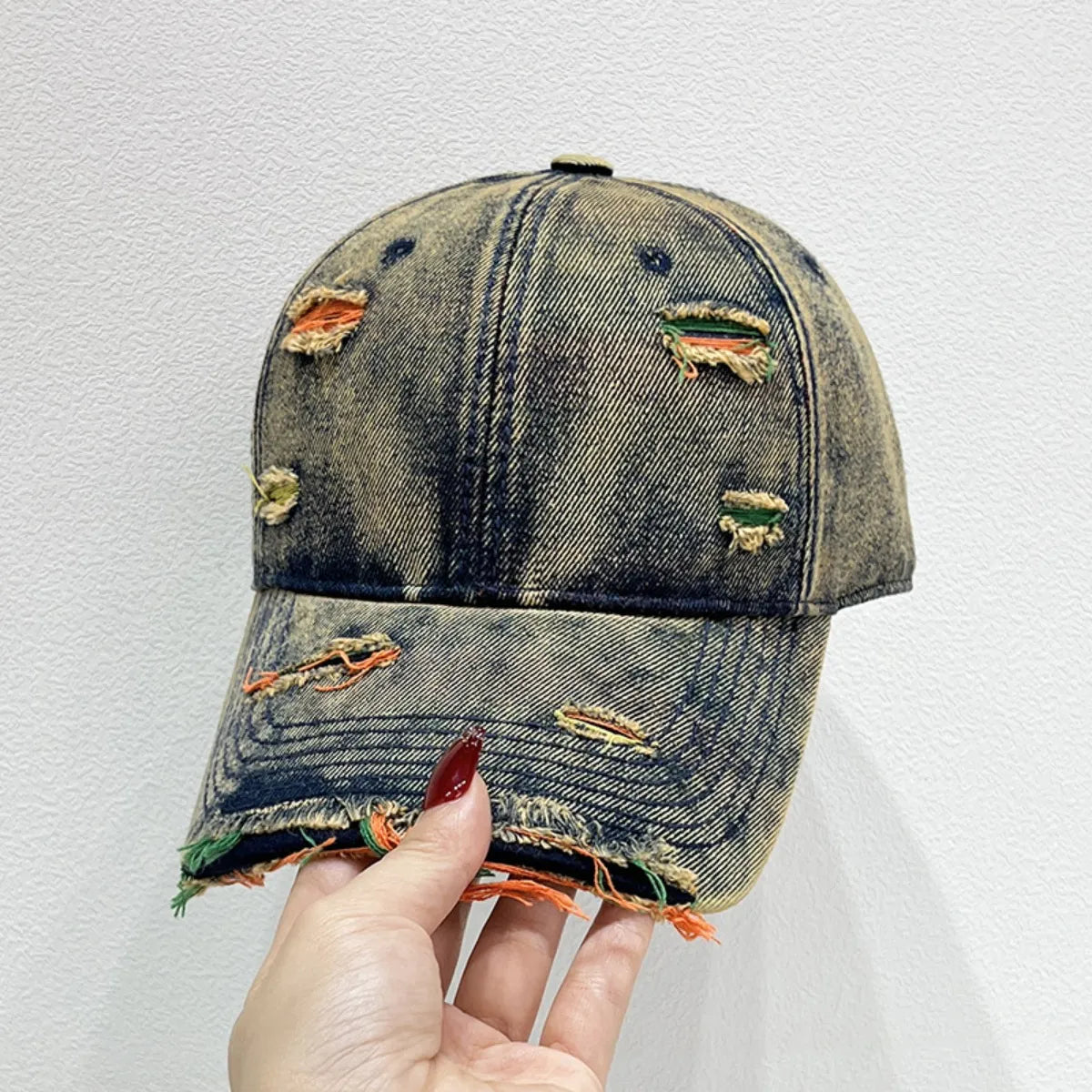Distressed Adjustable Baseball Cap - Sherbet One Size