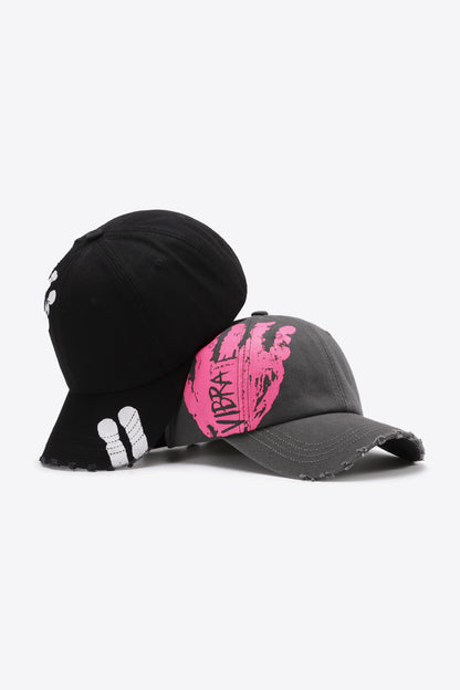 Graphic Distressed Adjustable Baseball Cap -