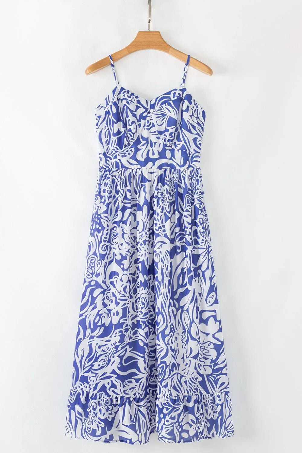 Floral Print Spaghetti Strap High Waist Dress -