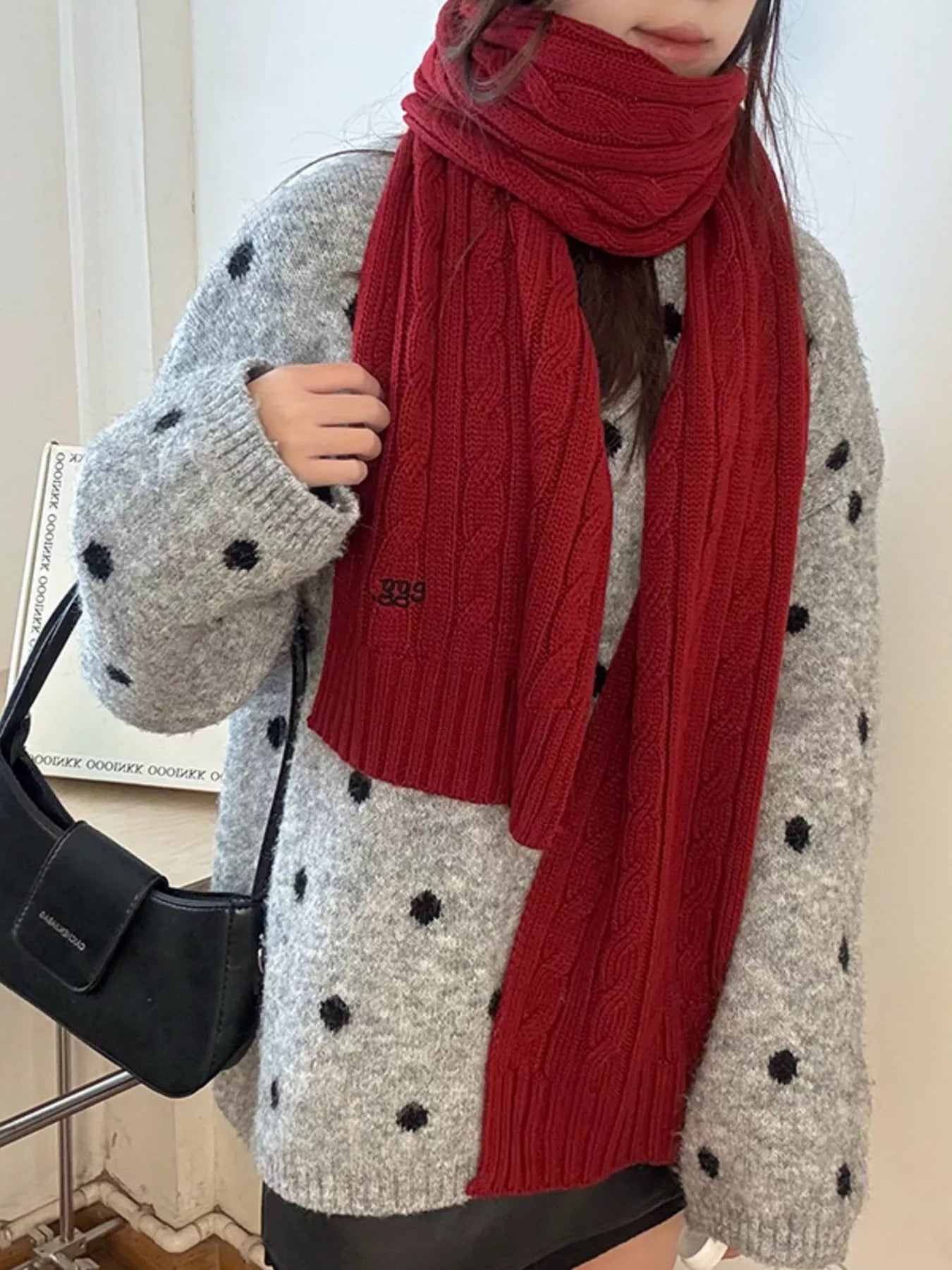 Ribbed Knitted Winter Scarf -