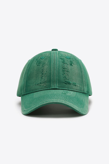 Distressed Adjustable Baseball Cap - Green One Size