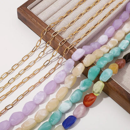 Colorful Beaded Chain Necklace -