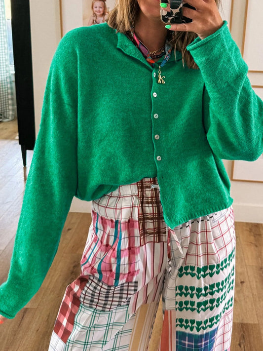 Button-Up Long Sleeve Knit Cardigan -