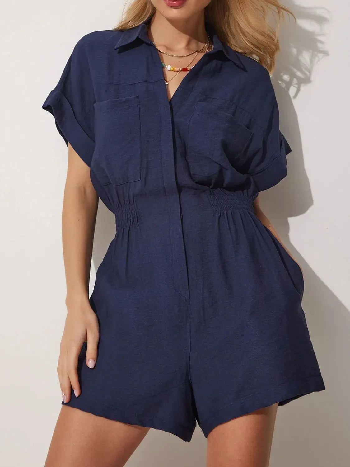 Johnny Collar Short Sleeve Romper -