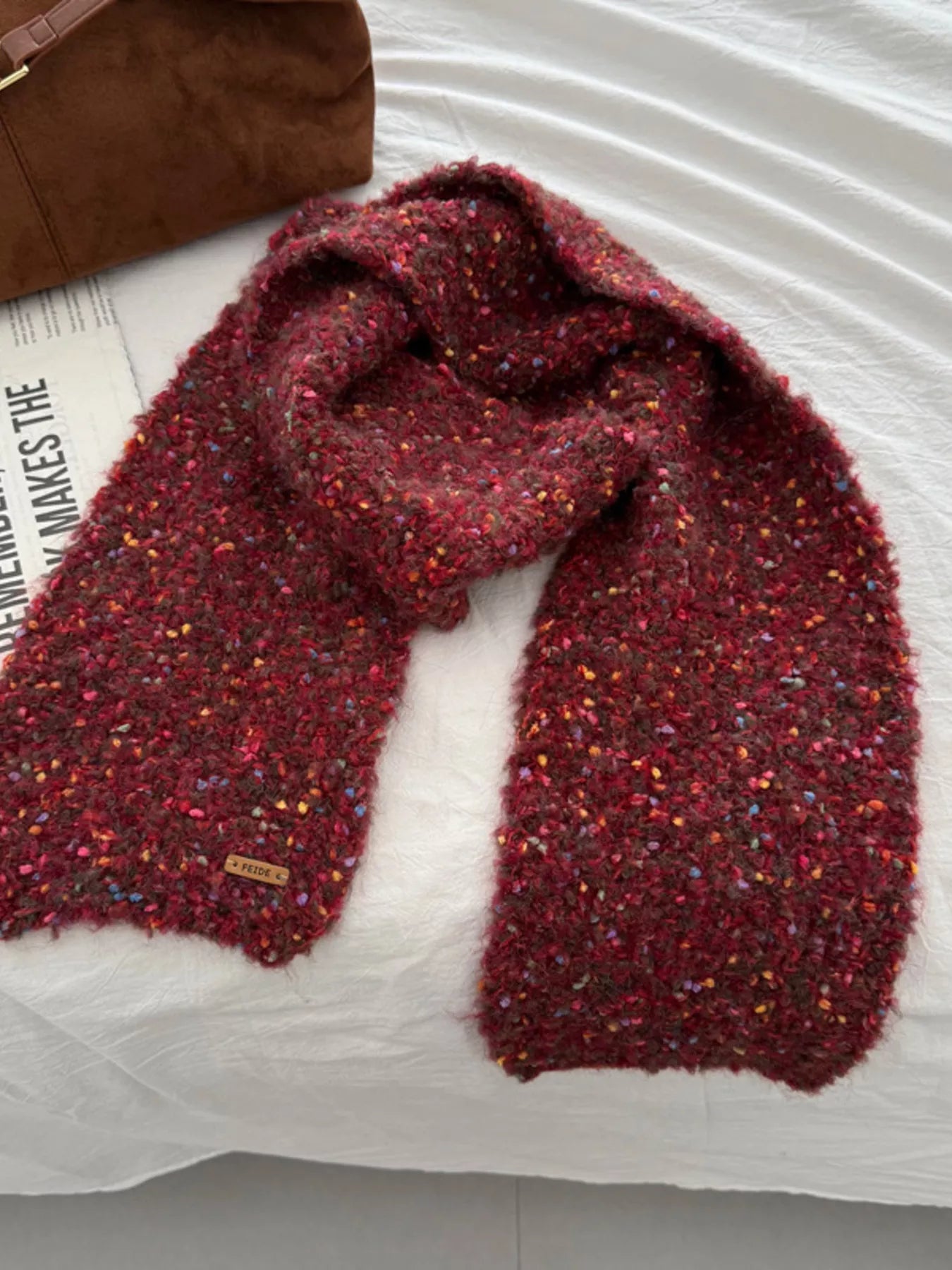 Cozy Knitted Multicolor Speckled Scarf -