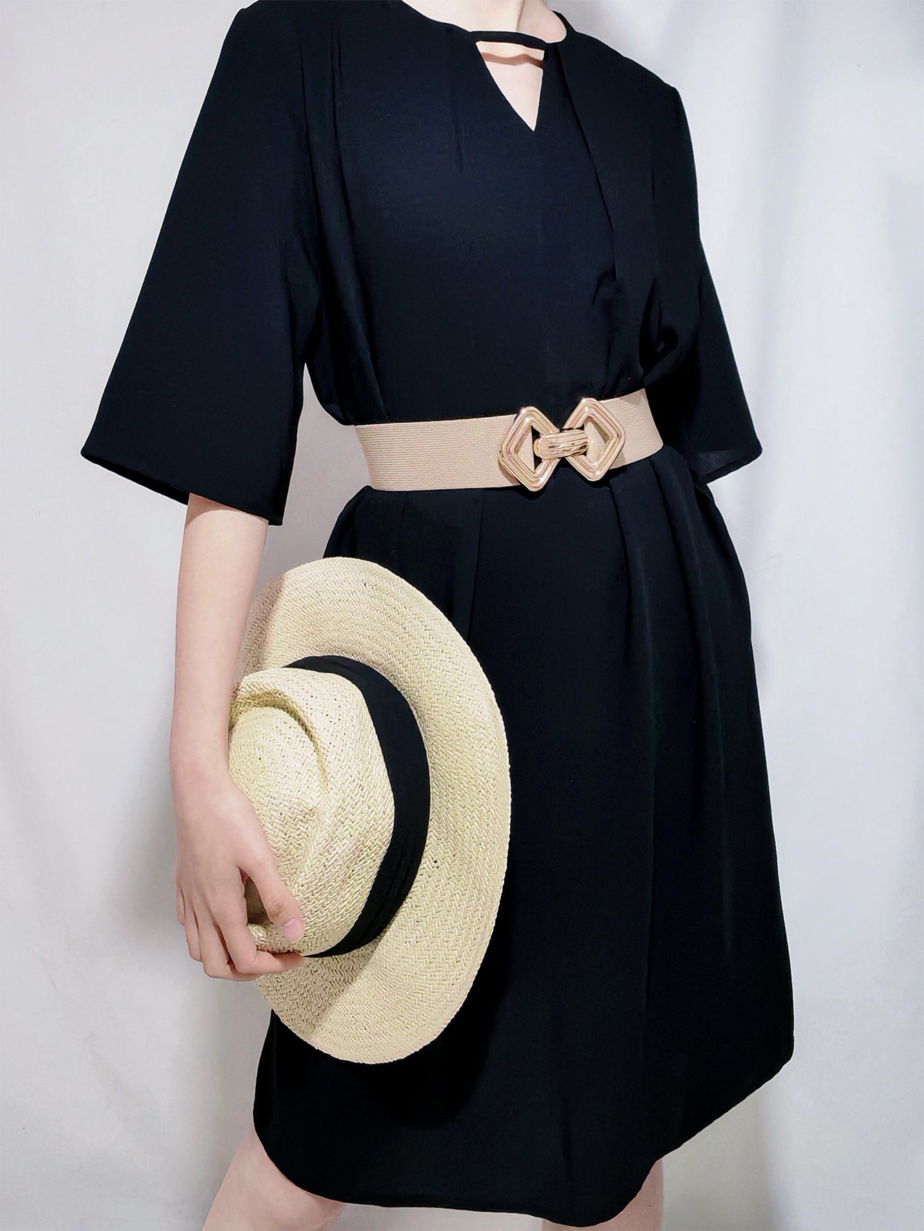 Geometric Buckle Elastic Wide Belt -