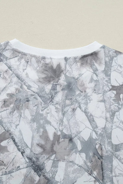 Abstract Camo Print Baggy Pullover Shorts Set -