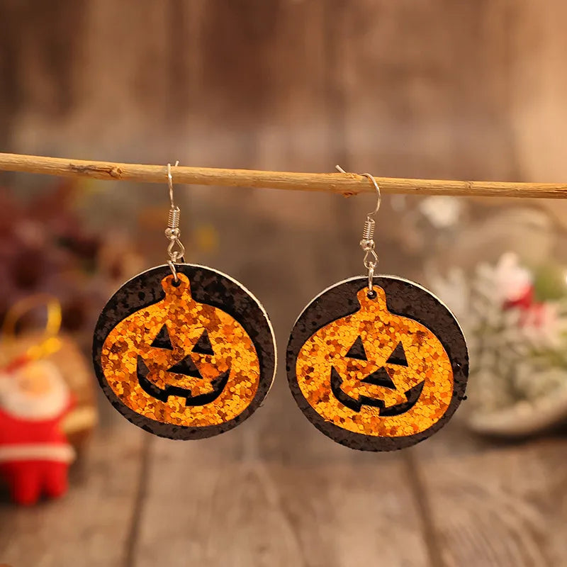 PU Leather Pumpkin Earrings -
