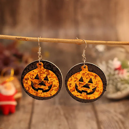 PU Leather Pumpkin Earrings -