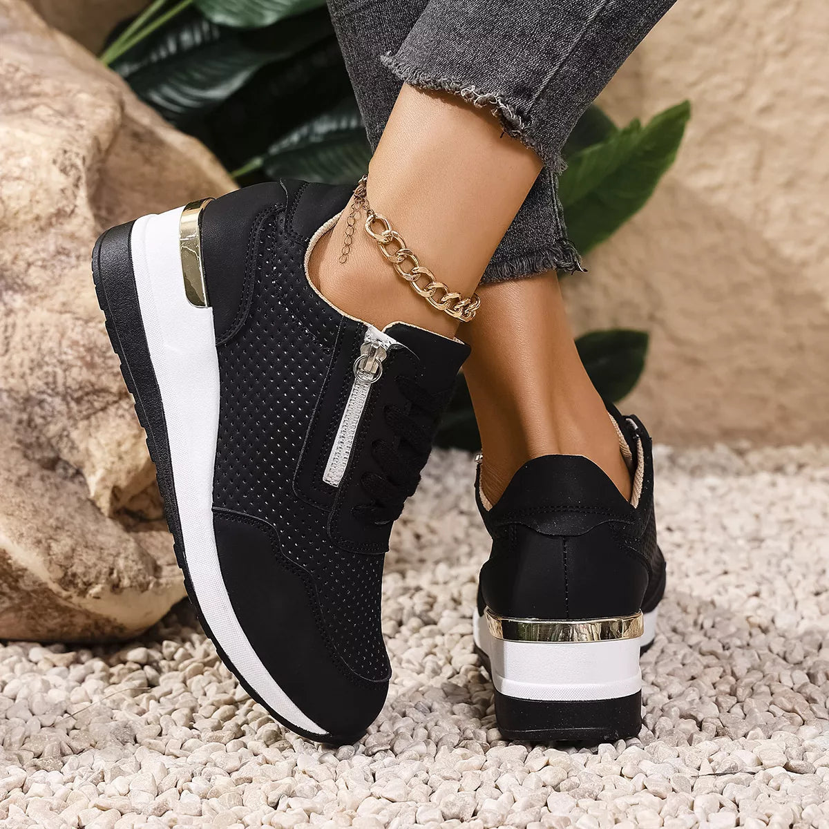 Lace Up Wedge Sneakers -