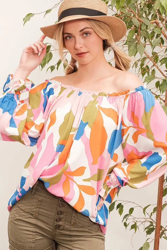 Abstract Print Long Sleeve Top -