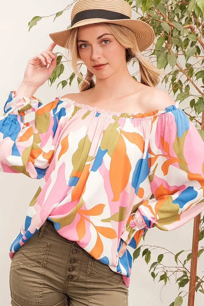 Abstract Print Long Sleeve Top -