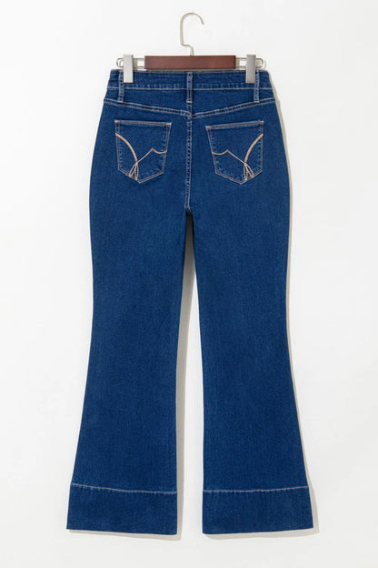 Center Seam Deep Wash Straight Jeans -