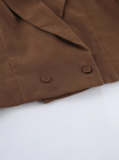 Double-Breasted Blazer and Asymmetrical Skirt Set -