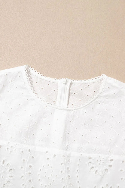 Floral Eyelet Embroidered Sleeveless Shift Dress -