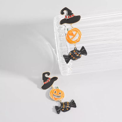 18K Gold-Plated Alloy Pumpkin Earrings - Black One Size