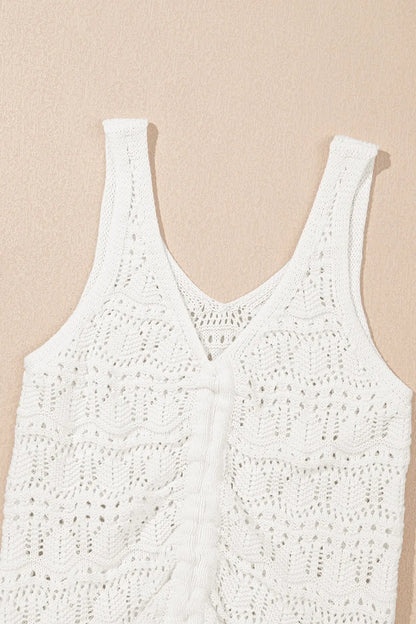 Hollowed Knit Drawstring Sweater Vest -