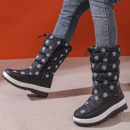 Snowflake Pattern Platform Winter Boots -