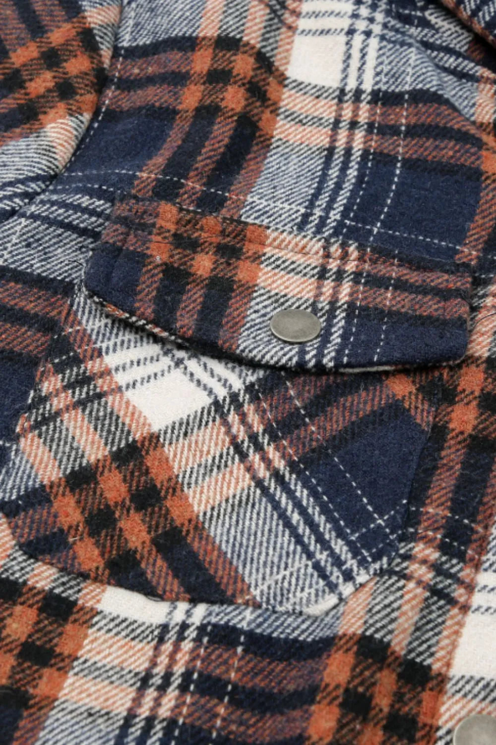Plaid Button Up Long Sleeve Hooded Jacket -