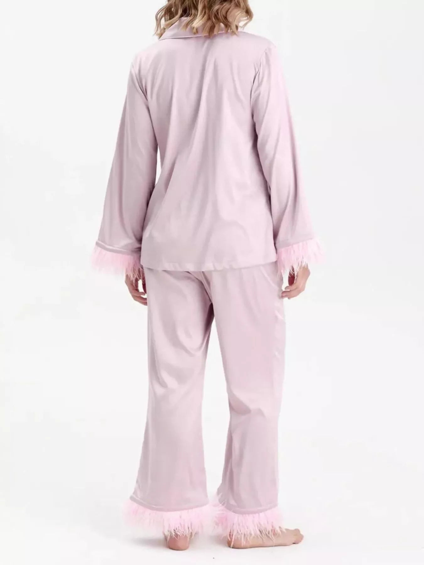 Silky Button Up Top and Pants Lounge Set -