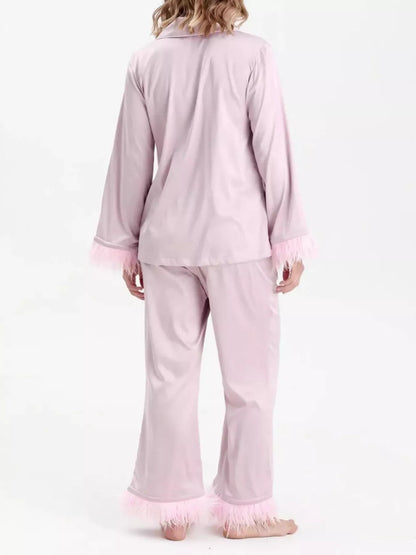 Silky Button Up Top and Pants Lounge Set -