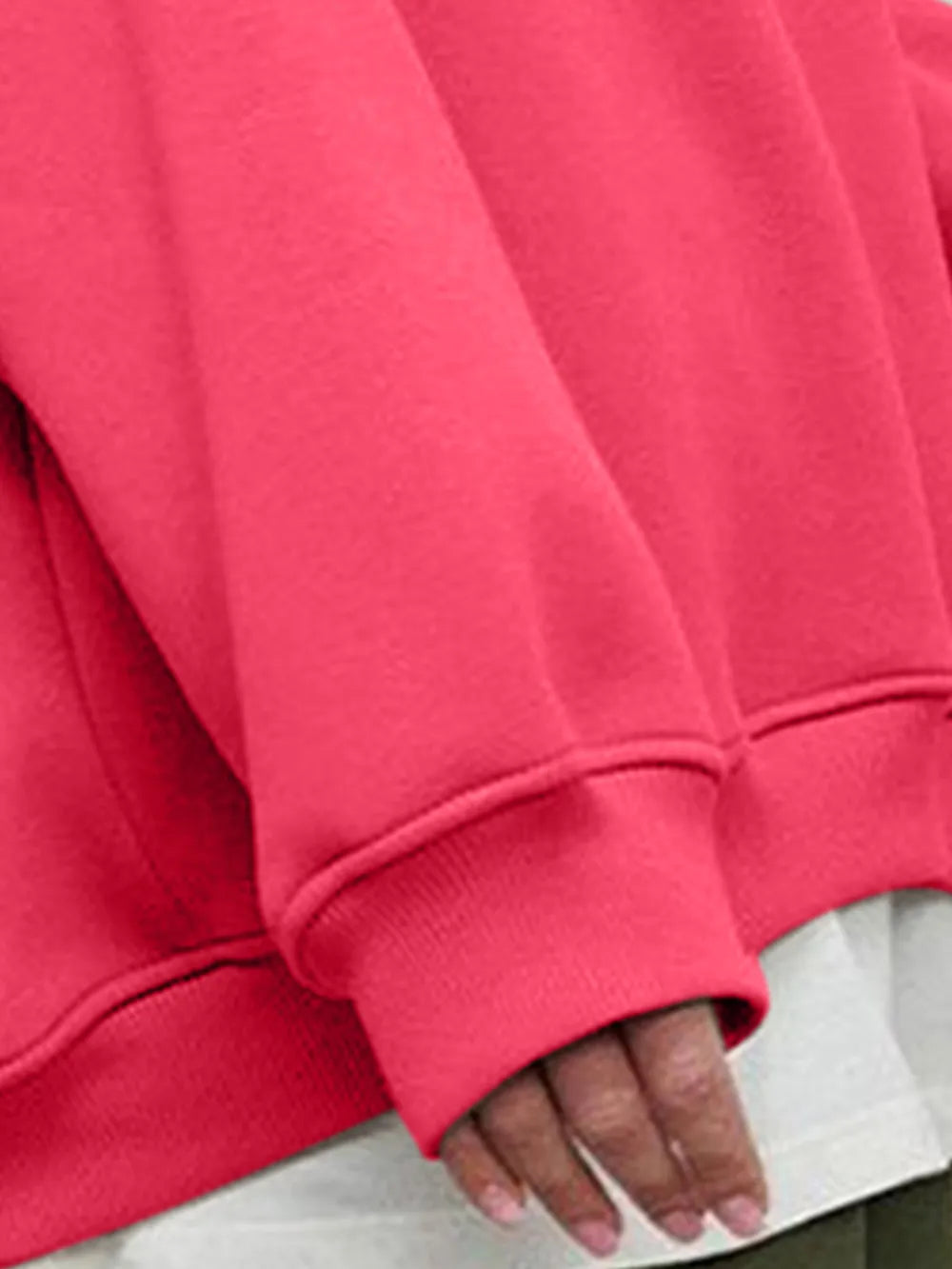 Round Neck Dropped Shoulder Long Sleeve Sweatshirt -