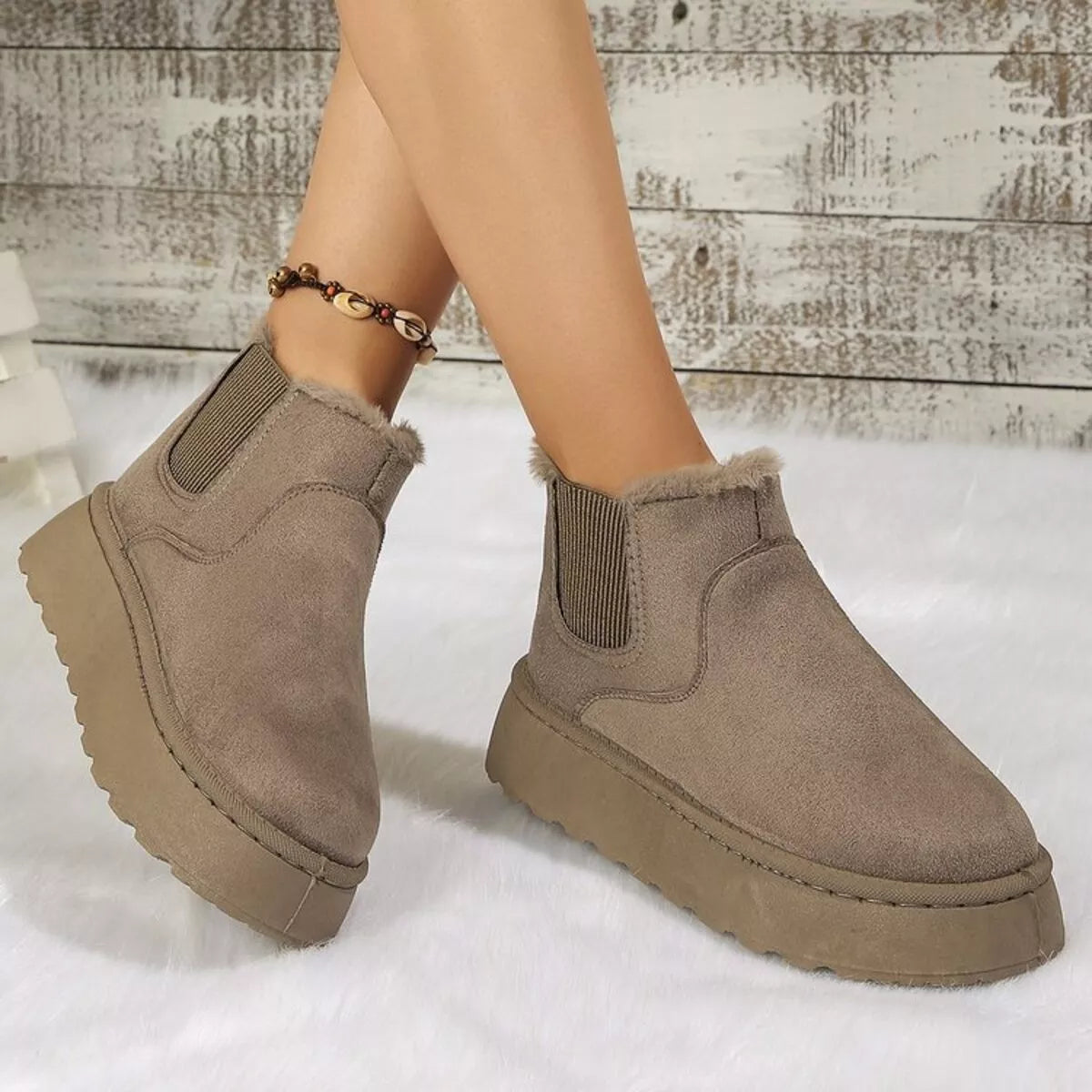 Round Toe Platform Ankle Boots -