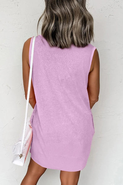 Round Neck Sleeveless Mini Dress -