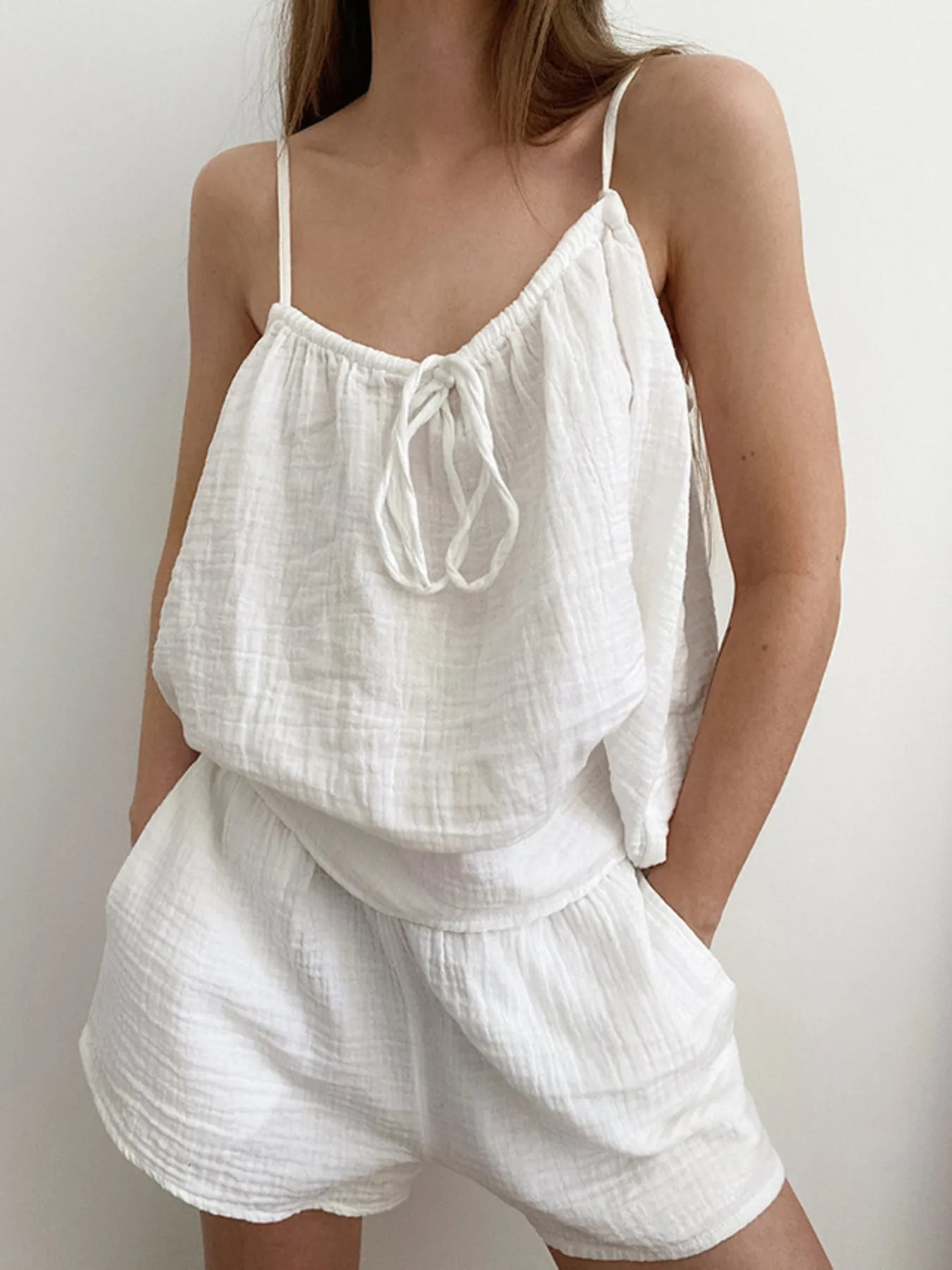 Tie Front Cami and Shorts Lounge Set -
