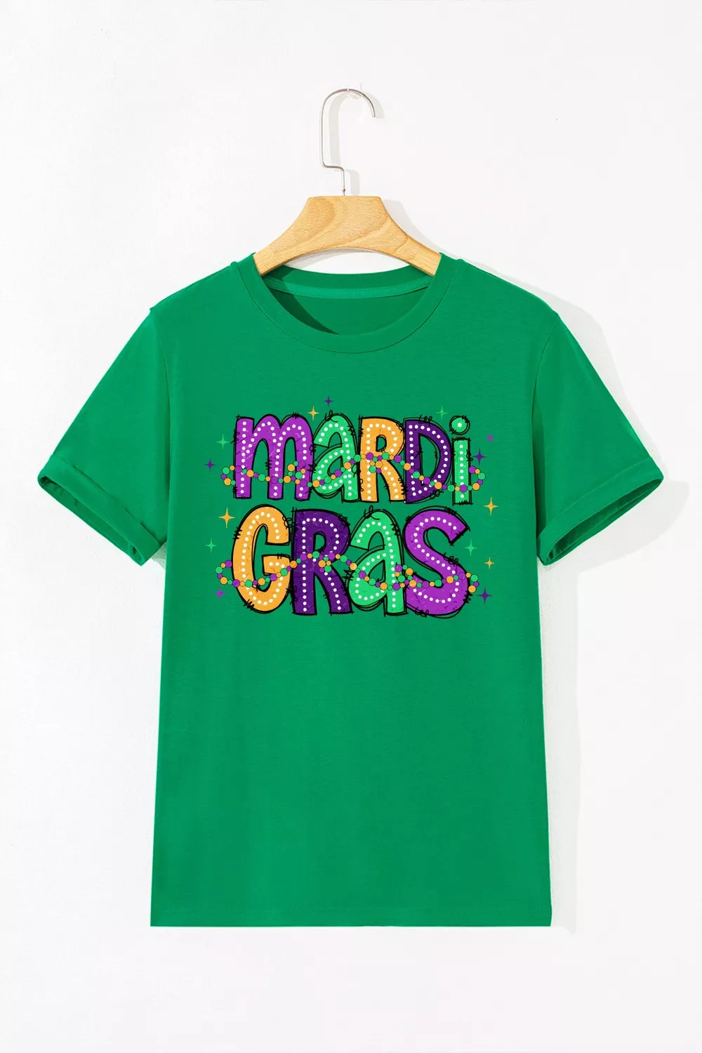 MARDI GRAS Delightful Letter Graphic T-Shirt -