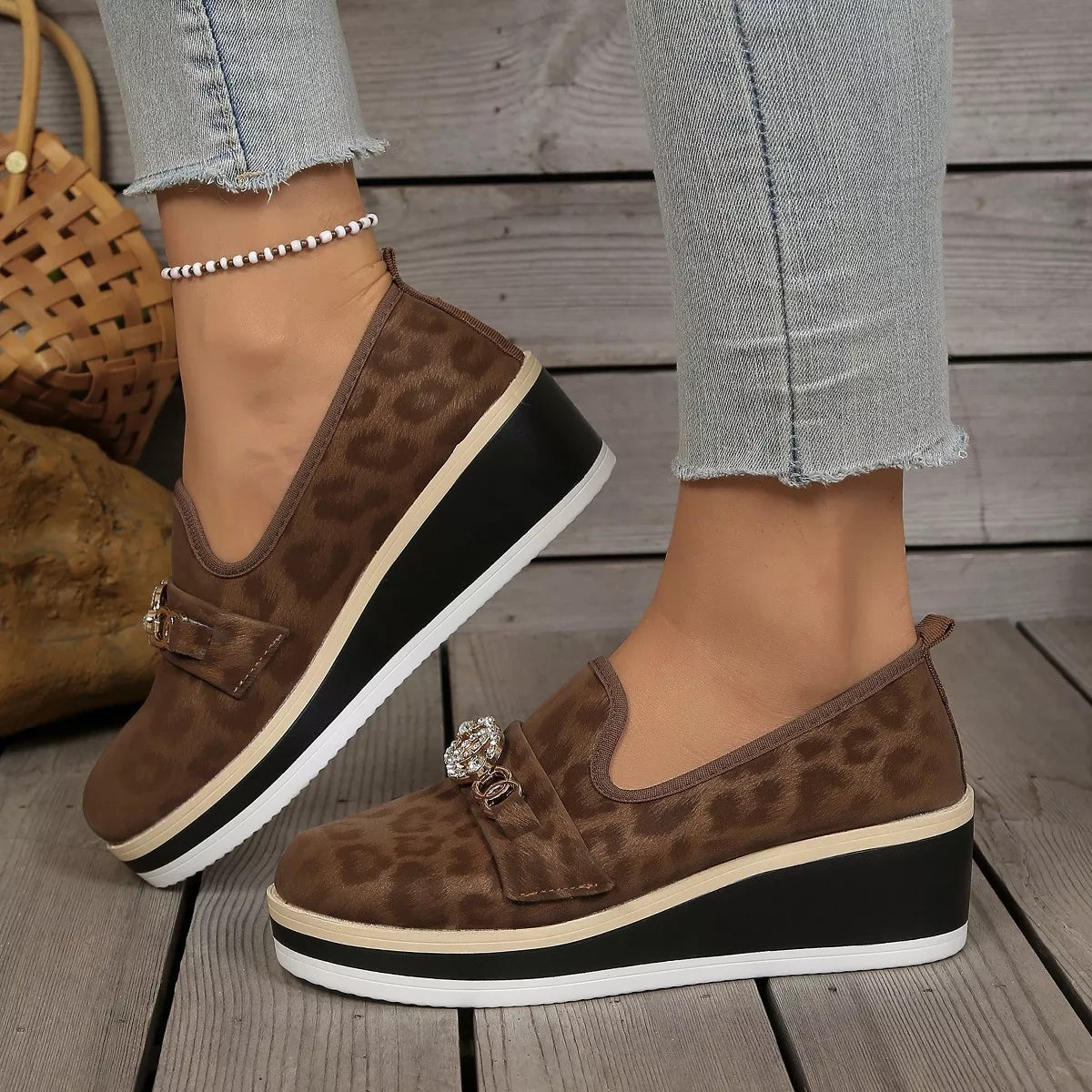 Leopard Print Platform Loafers -