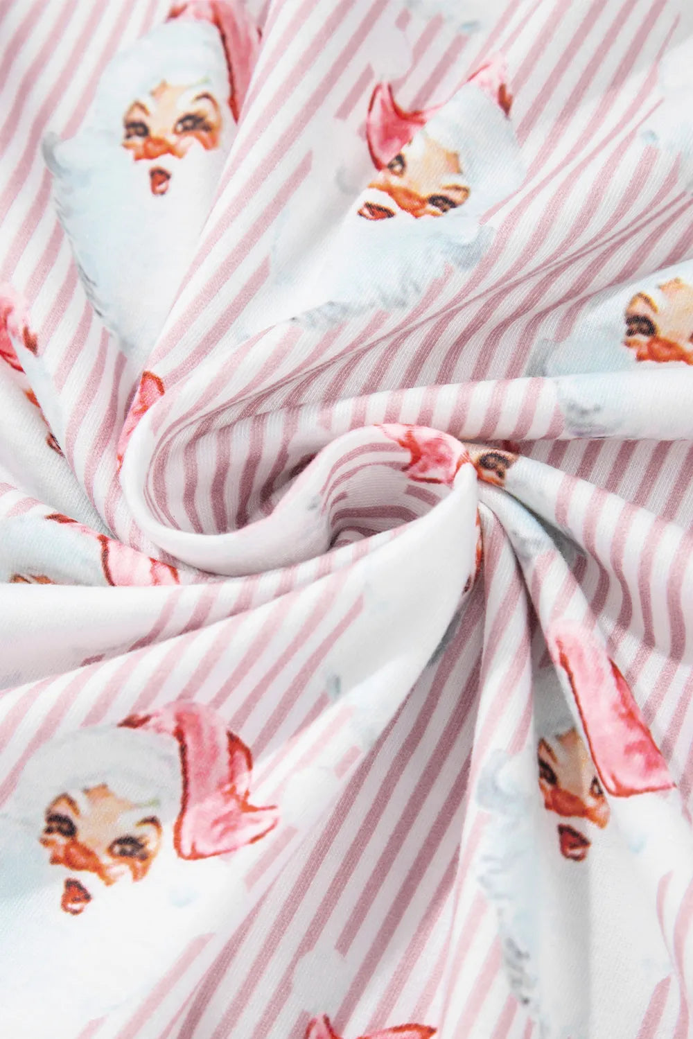 Santa Print Long Sleeve Top and Pants Lounge Set -
